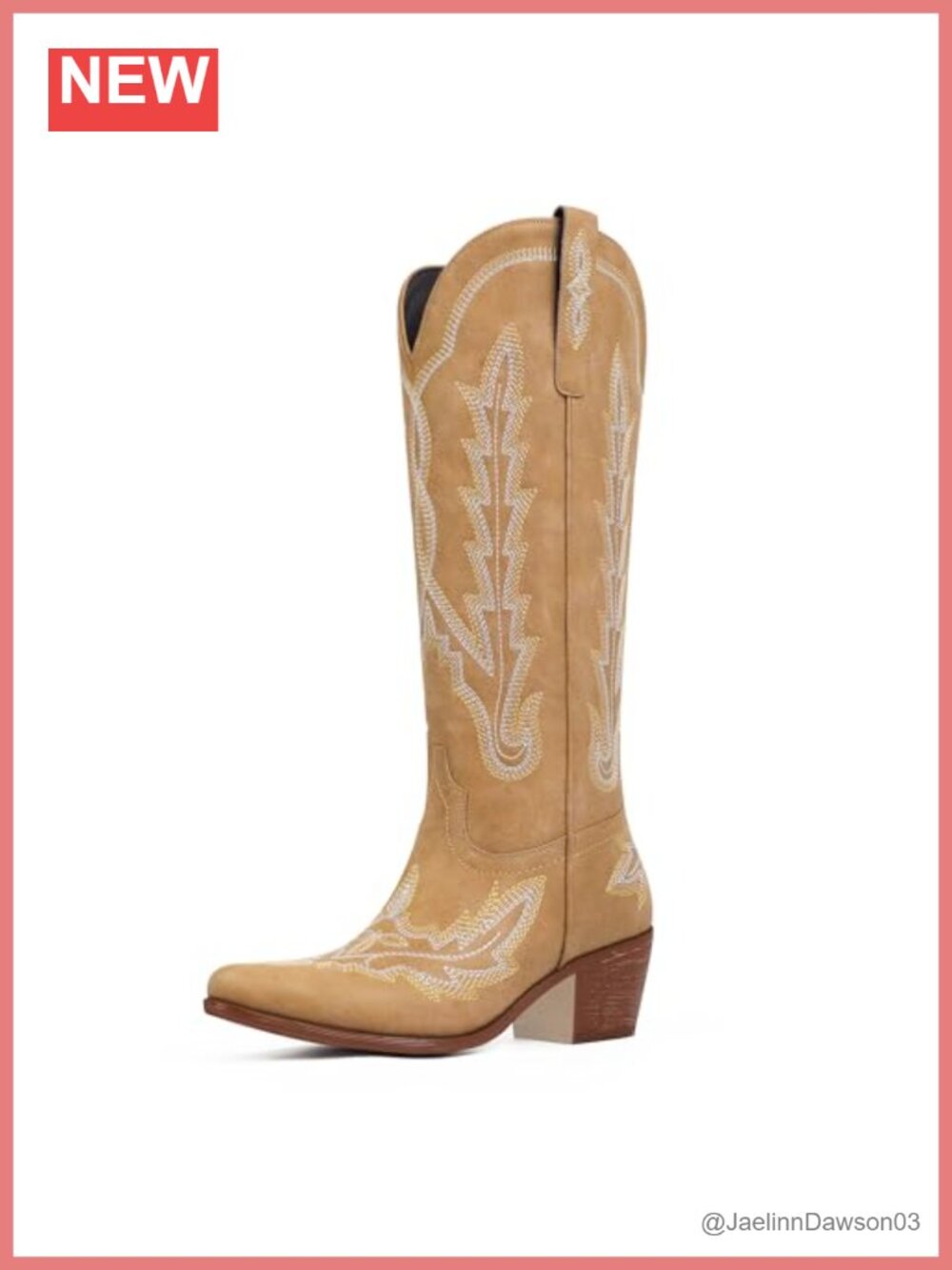 Cowgirl Boots for Women Knee High Embroidered Almond Toe Block Heel Handcrafted